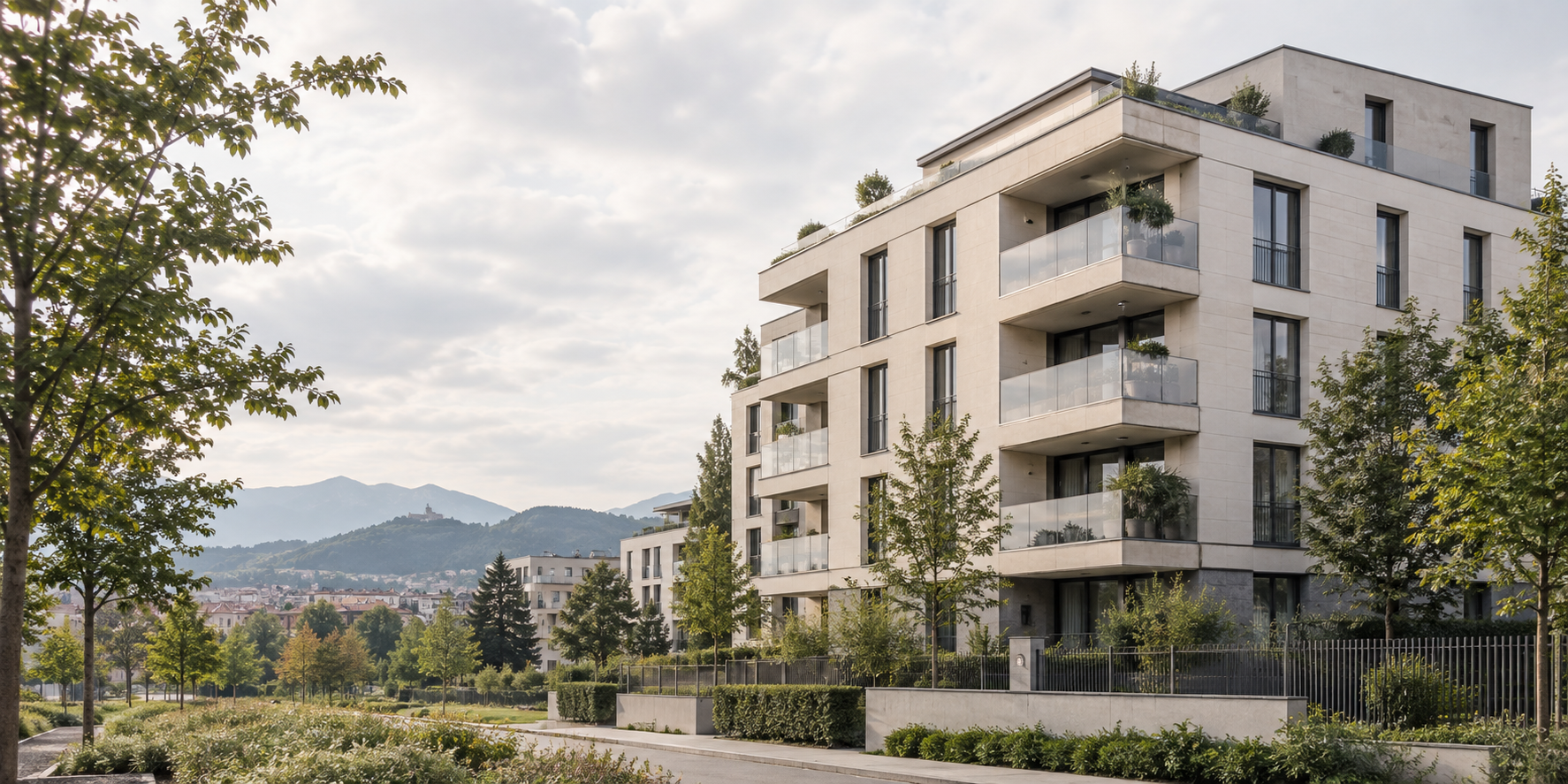 Contemporary apartment building in a green Ljubljana neighbourhood